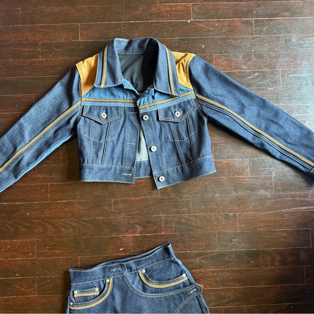 Blue and Gold Jean Jacket Matching Set